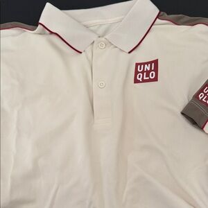 Uniqlo Cream Polo with Red Logo and Trim - Tennis